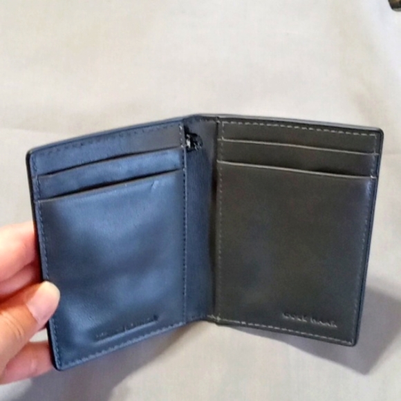 NEW COLE HAAN Black Grey  Wallet Mens Leather  Credit Card Holder Gray - Picture 7 of 8